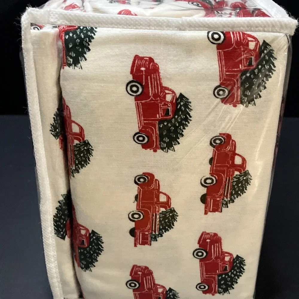 Joyland Flannel Full Sheet Set Red Truck W/Christmas Tree New Two Pillowcases